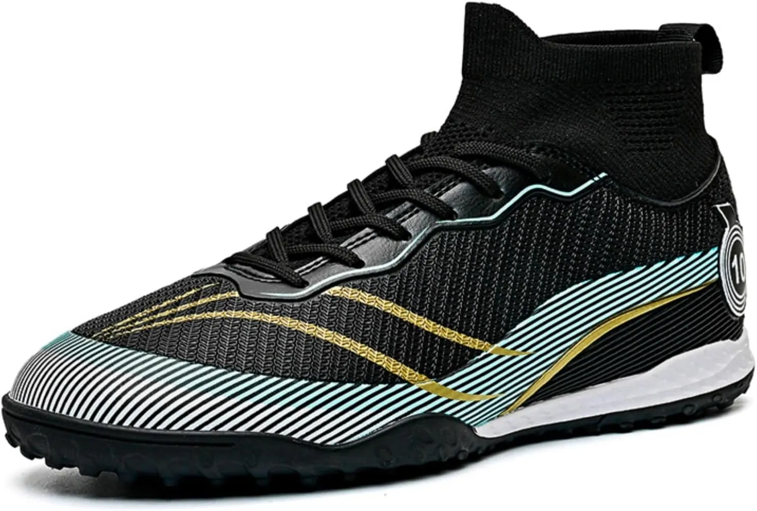 Men's High Top Soccer Students Grass Training Shoes Outdoor Turf Football Boots Wide Training Sneaker Soccer Cleats for Mens Womens Size 5.5-10