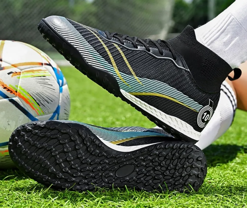 Men's High Top Soccer Students Grass Training Shoes Outdoor Turf Football Boots Wide Training Sneaker Soccer Cleats for Mens Womens Size 5.5-10