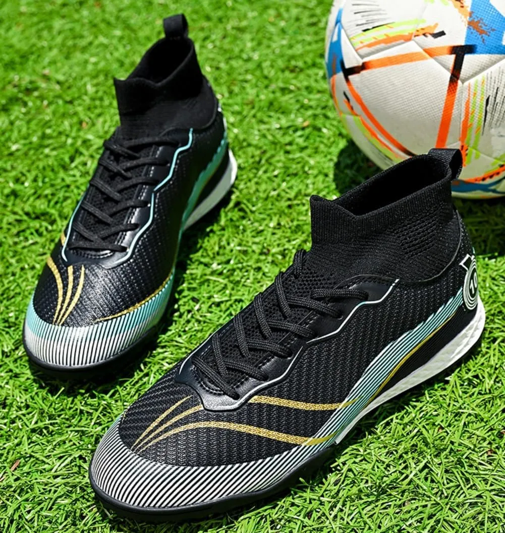 Men's High Top Soccer Students Grass Training Shoes Outdoor Turf Football Boots Wide Training Sneaker Soccer Cleats for Mens Womens Size 5.5-10