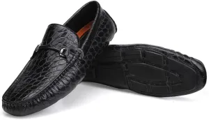 Men's Leather Driving Moccasin Crocodile Pattern Slip on Dress Shoes for Mens Casual Shoes Wedding Business Banquets Party Leather Penny Loafers