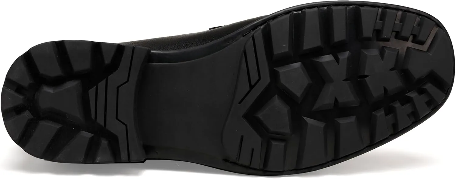 Mens Leather Penny Loafers, Classic Crocodile Printed Business Dress Shoes with Metal Buckle Slip on Penny Shoes for Mens