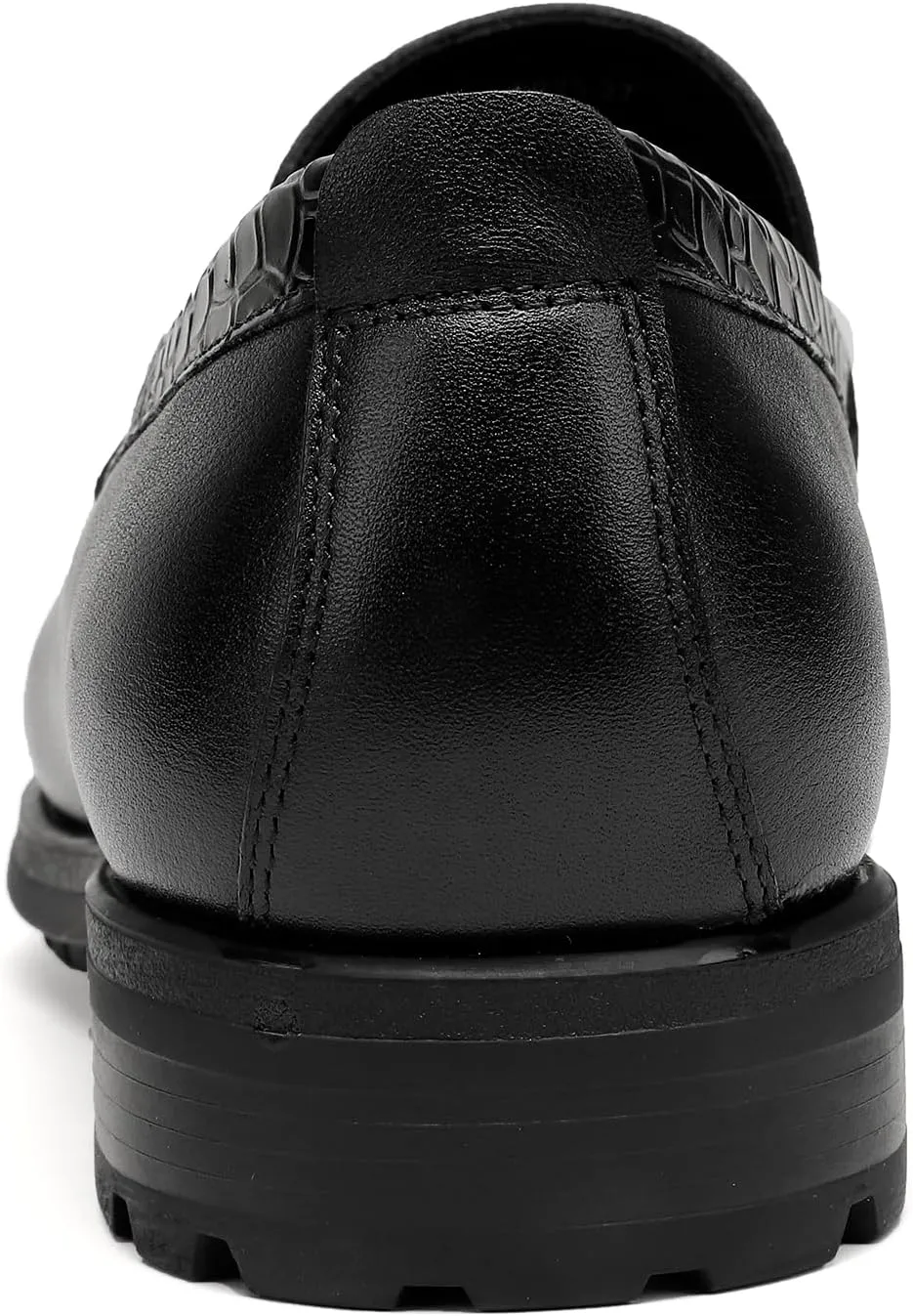 Mens Leather Penny Loafers, Classic Crocodile Printed Business Dress Shoes with Metal Buckle Slip on Penny Shoes for Mens