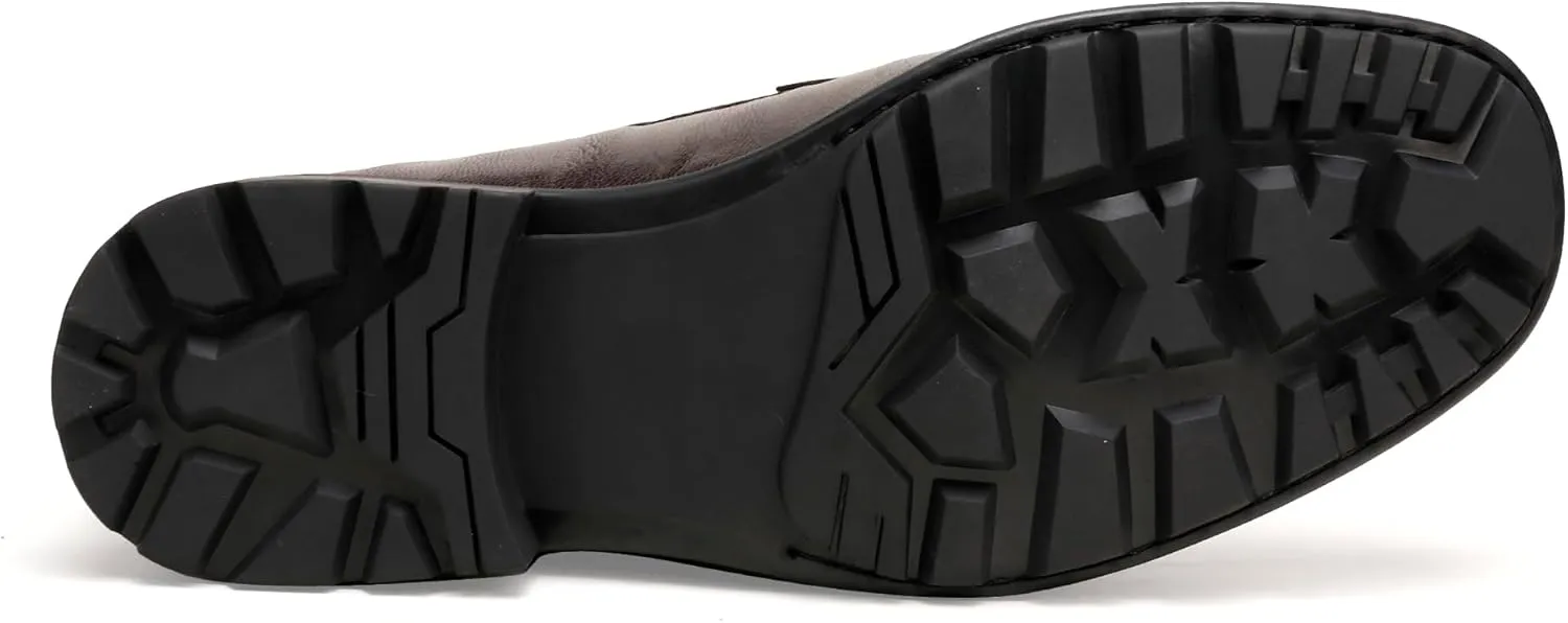 Mens Leather Penny Loafers, Classic Crocodile Printed Business Dress Shoes with Metal Buckle Slip on Penny Shoes for Mens