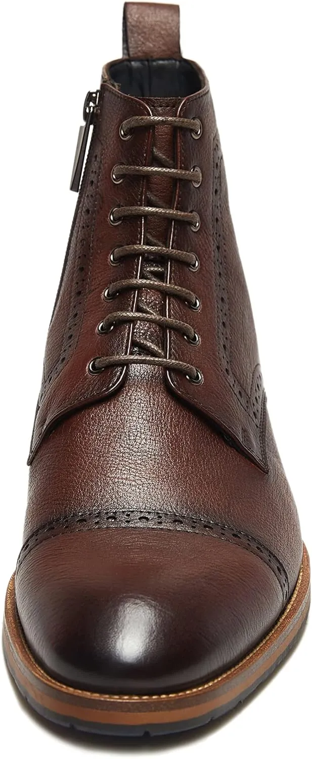 Mens motorcycle boots genuine leather combat casual Dress work boots for men