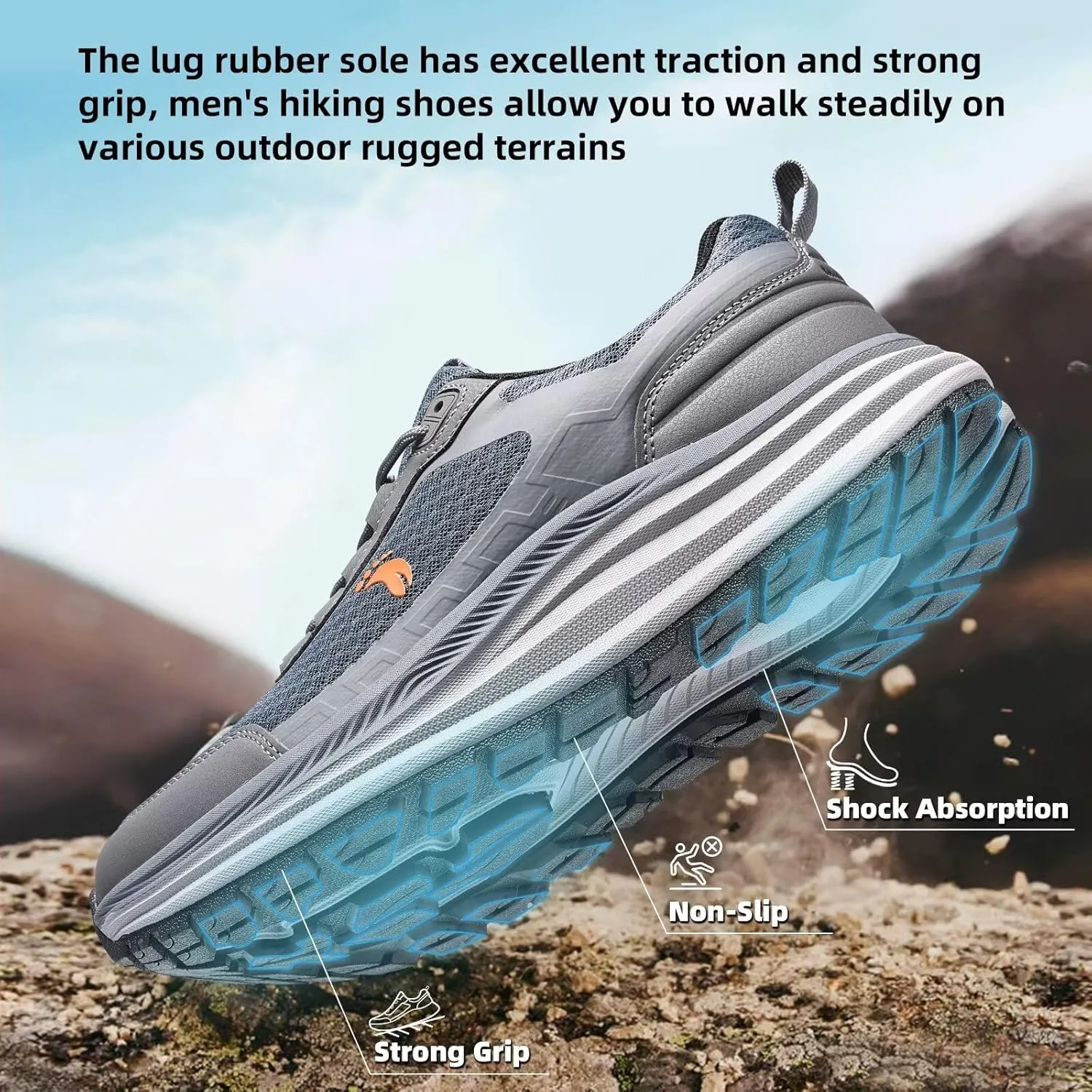 Men's Orthopedic Trail Running Shoes: Comfortable Arch Support Plantar Fasciitis Cross Training Athletic Sneakers, Orthotic Flat Feet Hiking Workout Tennis Walking Sports Shoes for Foot Heel Pain