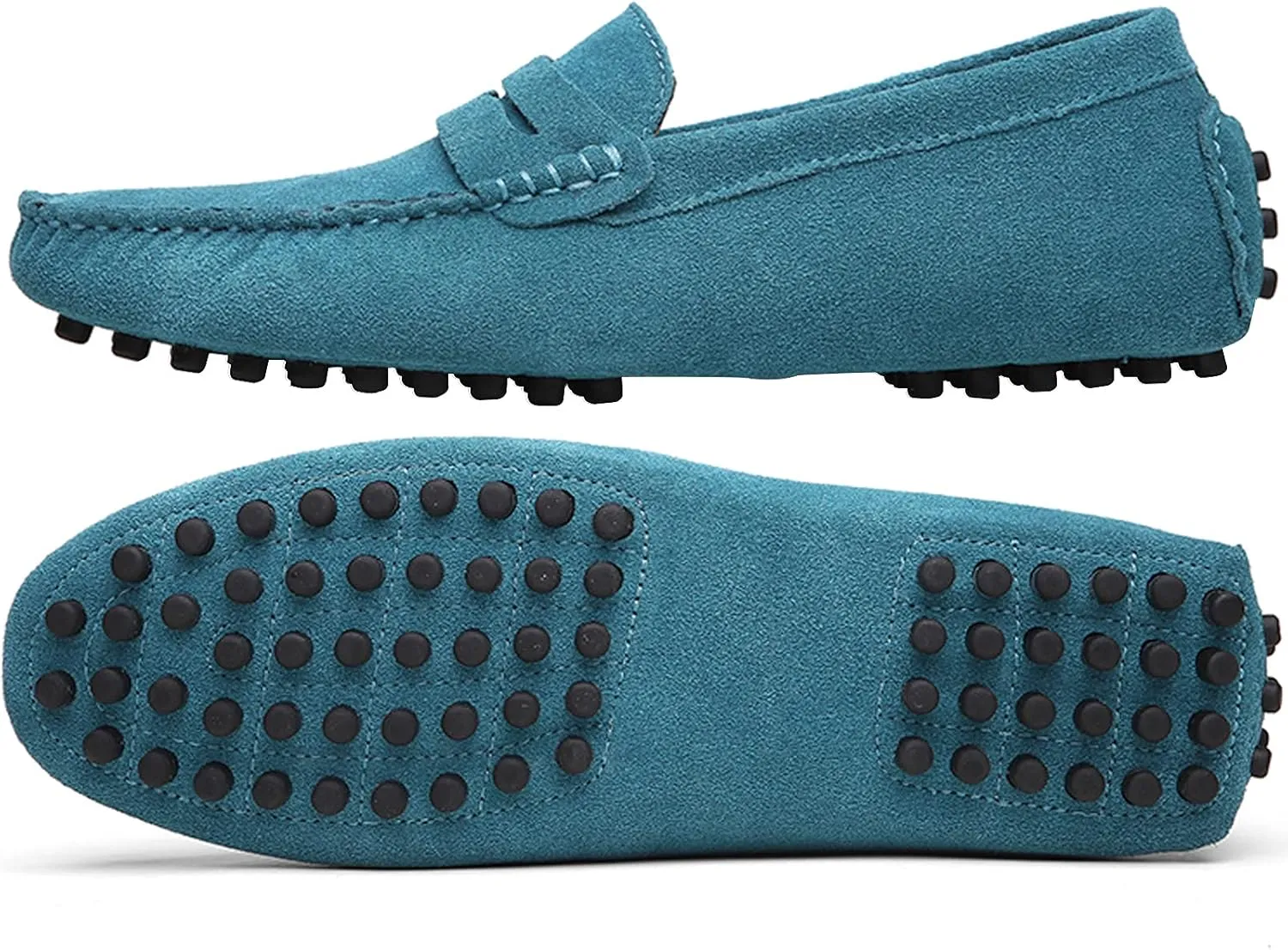Men's Penny Loafers Moccasin Suede Leather Slip On Casual Dress Driving Shoes
