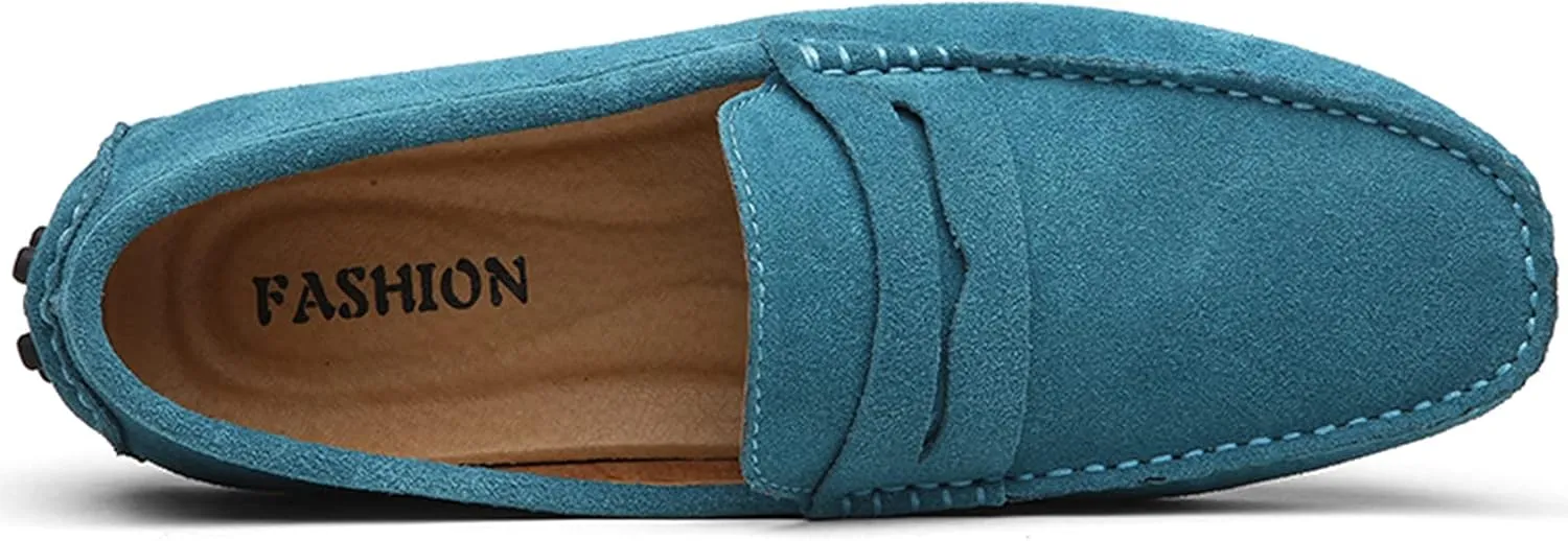 Men's Penny Loafers Moccasin Suede Leather Slip On Casual Dress Driving Shoes