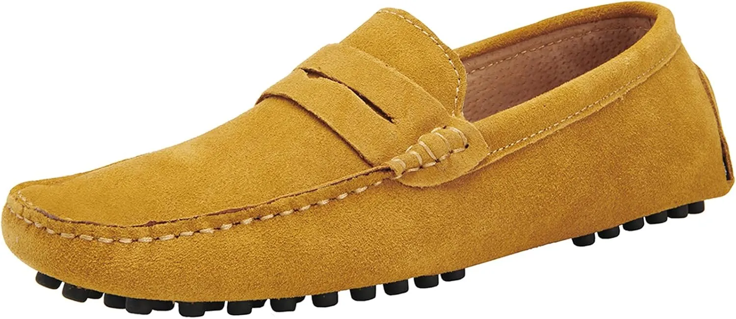 Men's Penny Loafers Moccasin Suede Leather Slip On Casual Dress Driving Shoes