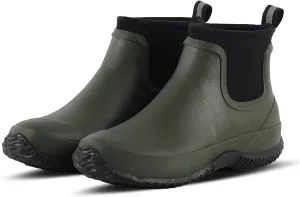 Men's Rain Boots, Waterproof Rubber Garden Boots for Men, Men's Outdoor Work Ankle Shoes, Non Slip Neoprene Rubber Short Mud Boots for Hunting Fishing