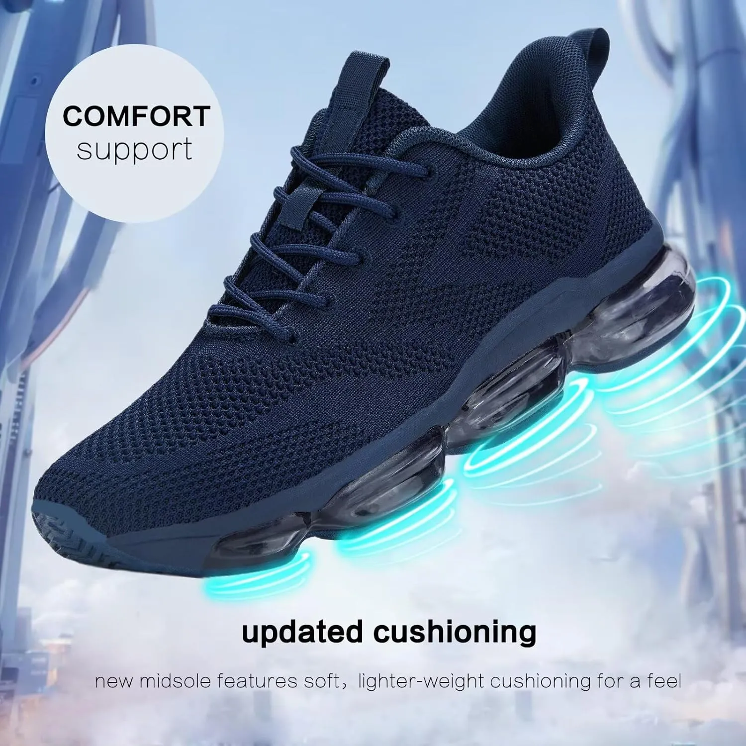 Mens Running Shoes Air Low Top Comfort Walking Lace Up Sneakers Breathable Fashion Tennis Sport Gym Fitness Cross Trainers
