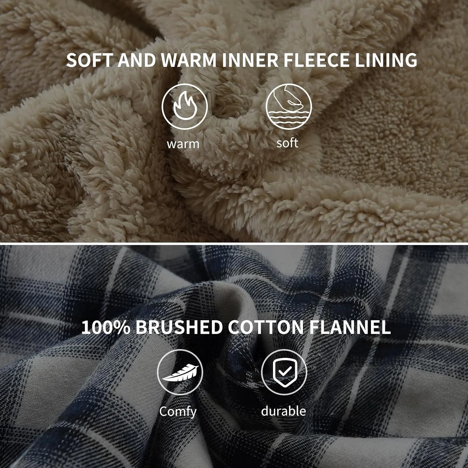 Men's Sherpa Lined Cotton Flannel Shirt Jacket Plaid Button Up Jacket Coat for Men with Pocket
