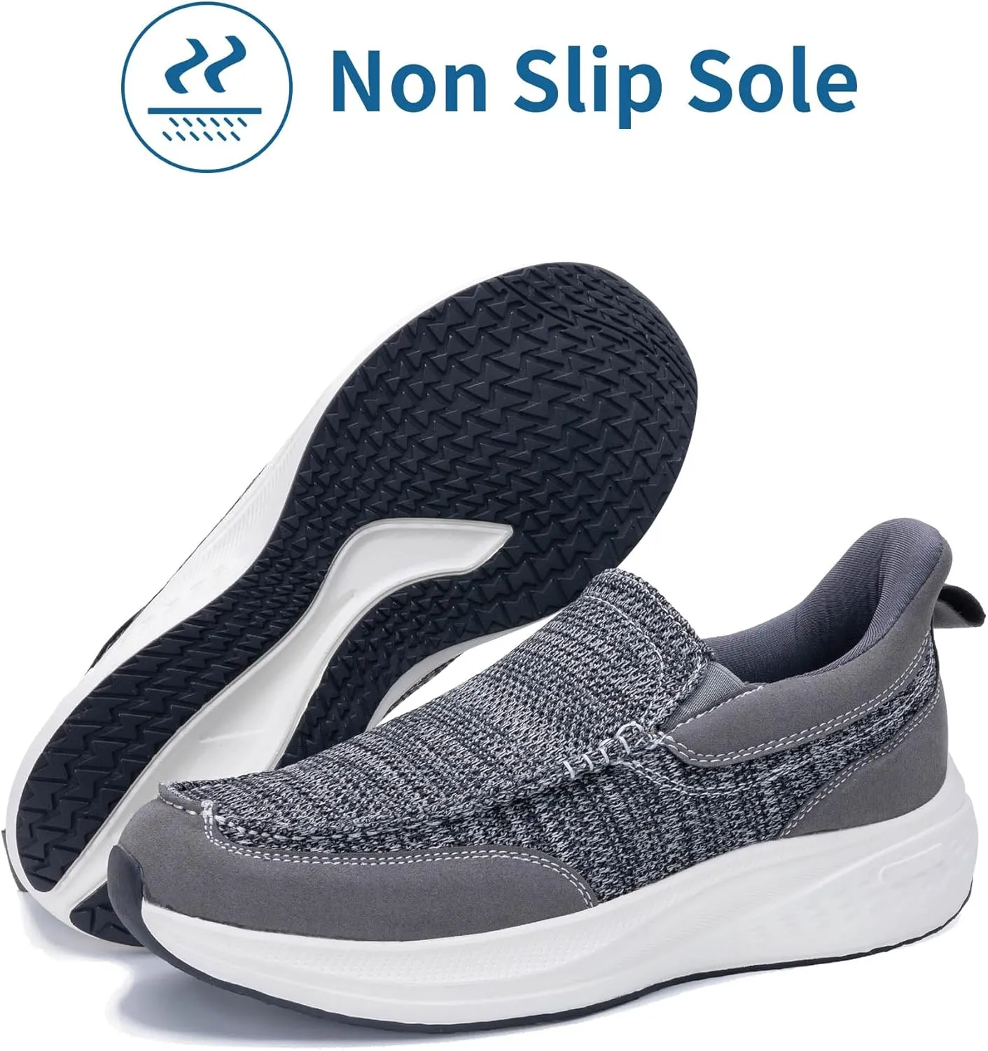 Mens Slip On Shoes Casual Comfortable Loafers Arch Support Sneakers Lightweight Platform Canvas Boat Walking Shoes