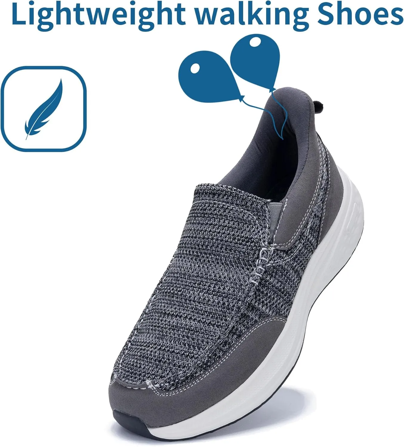 Mens Slip On Shoes Casual Comfortable Loafers Arch Support Sneakers Lightweight Platform Canvas Boat Walking Shoes