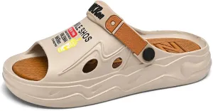 Men's Slip On Ultra Light Breathable Sandals Adjustable Slippers High Elastic Soft Arch Support Waterproof Sandals White