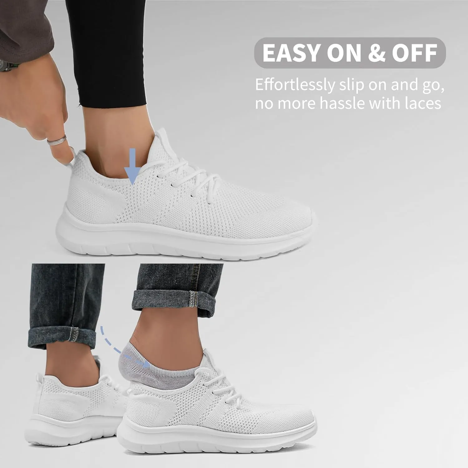 Men's Slip On Walking Shoes Non Slip Running Tennis Shoes Lightweight Breathable Athletic Gym Workout Cross Training Sneakers