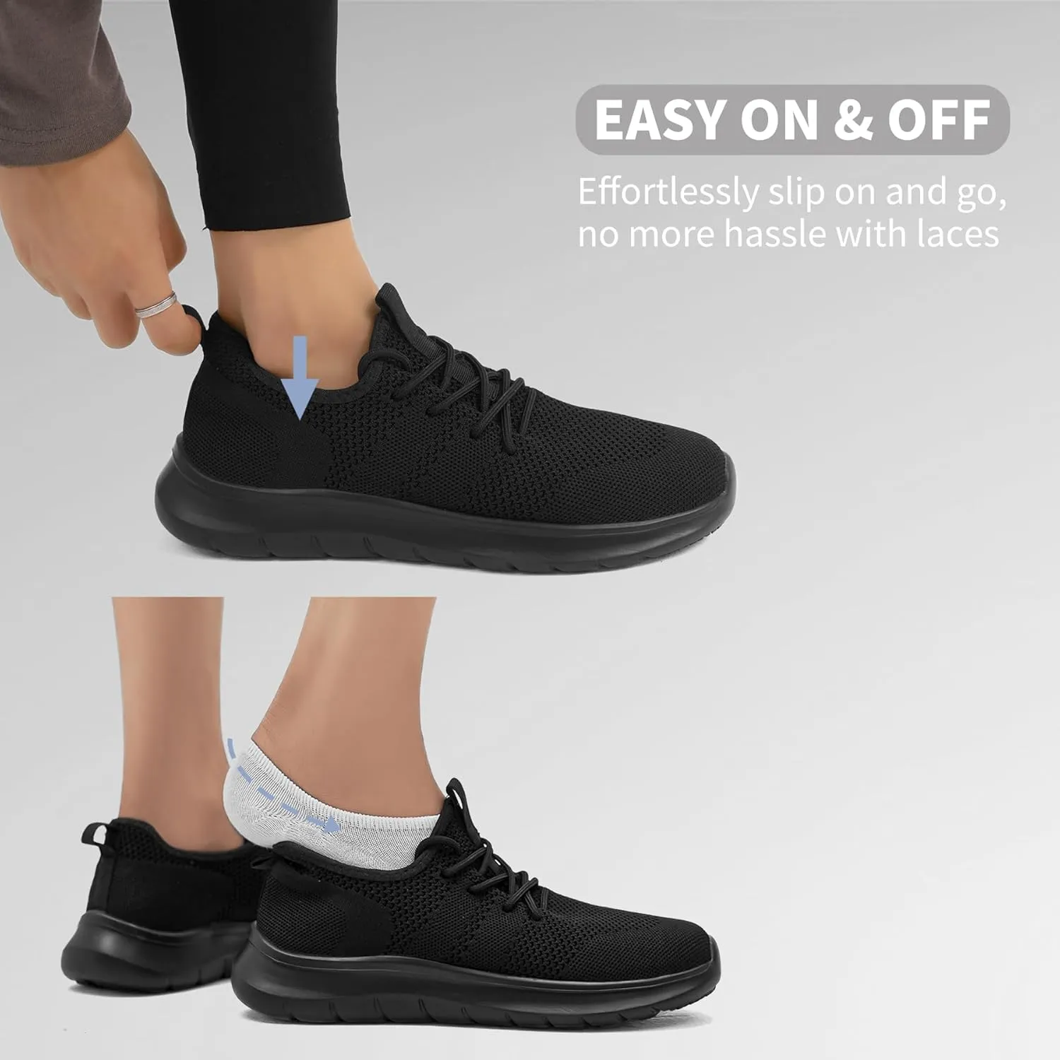 Men's Slip On Walking Shoes Non Slip Running Tennis Shoes Lightweight Breathable Athletic Gym Workout Cross Training Sneakers
