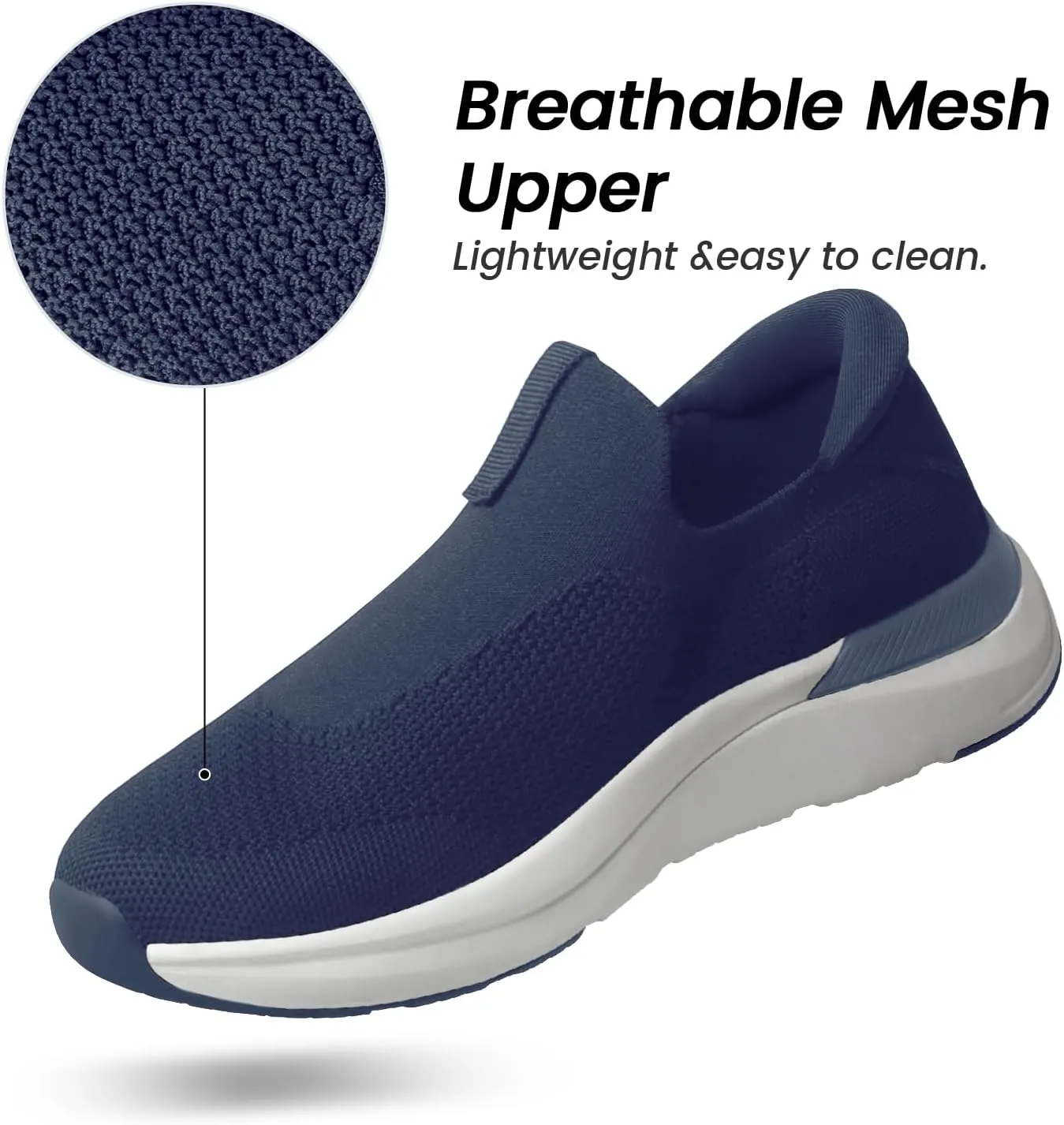 Mens Slip On Walking Shoes Running Tennis Shoes for Athletic Workout Gym Casual Non Slip Training Sneakers Breathable Knit Upper Indoor Outdoor