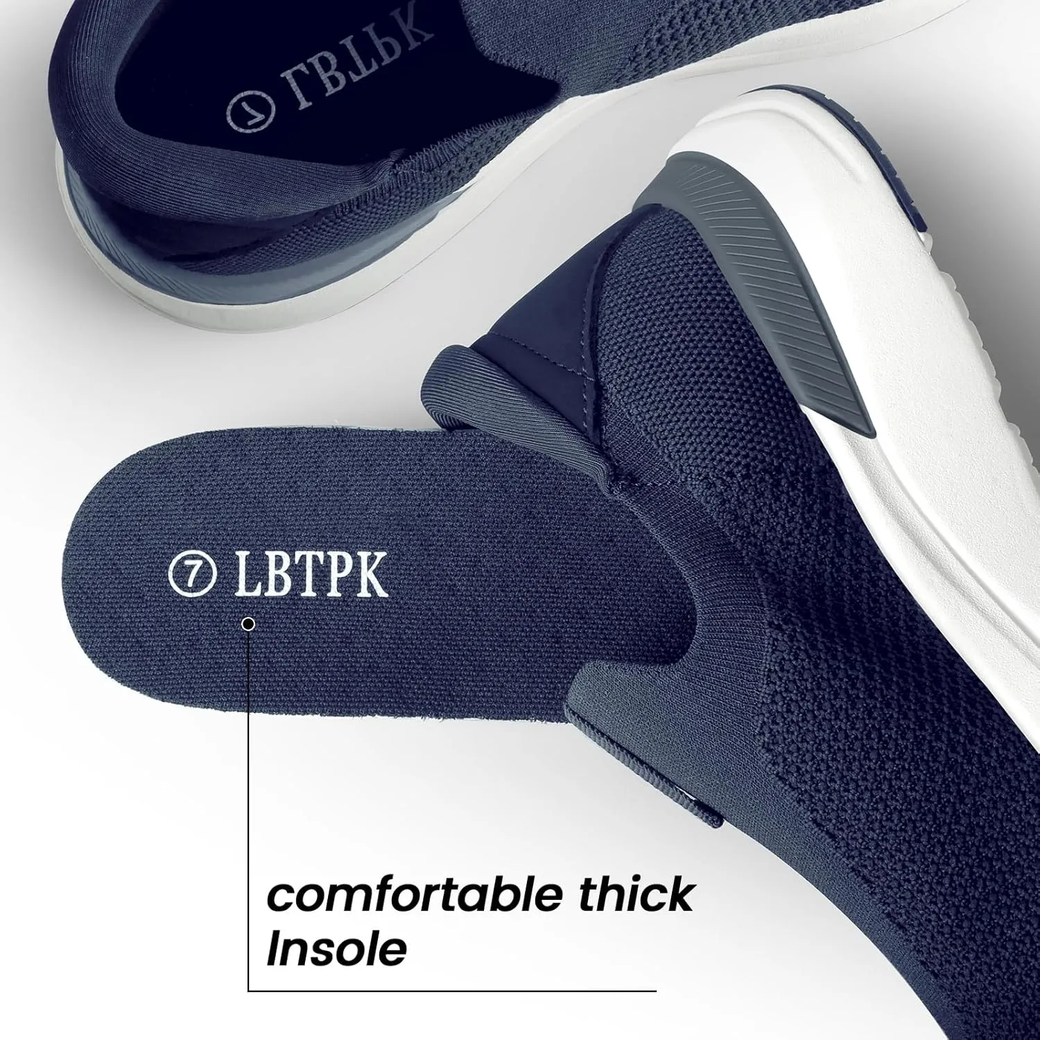 Mens Slip On Walking Shoes Running Tennis Shoes for Athletic Workout Gym Casual Non Slip Training Sneakers Breathable Knit Upper Indoor Outdoor