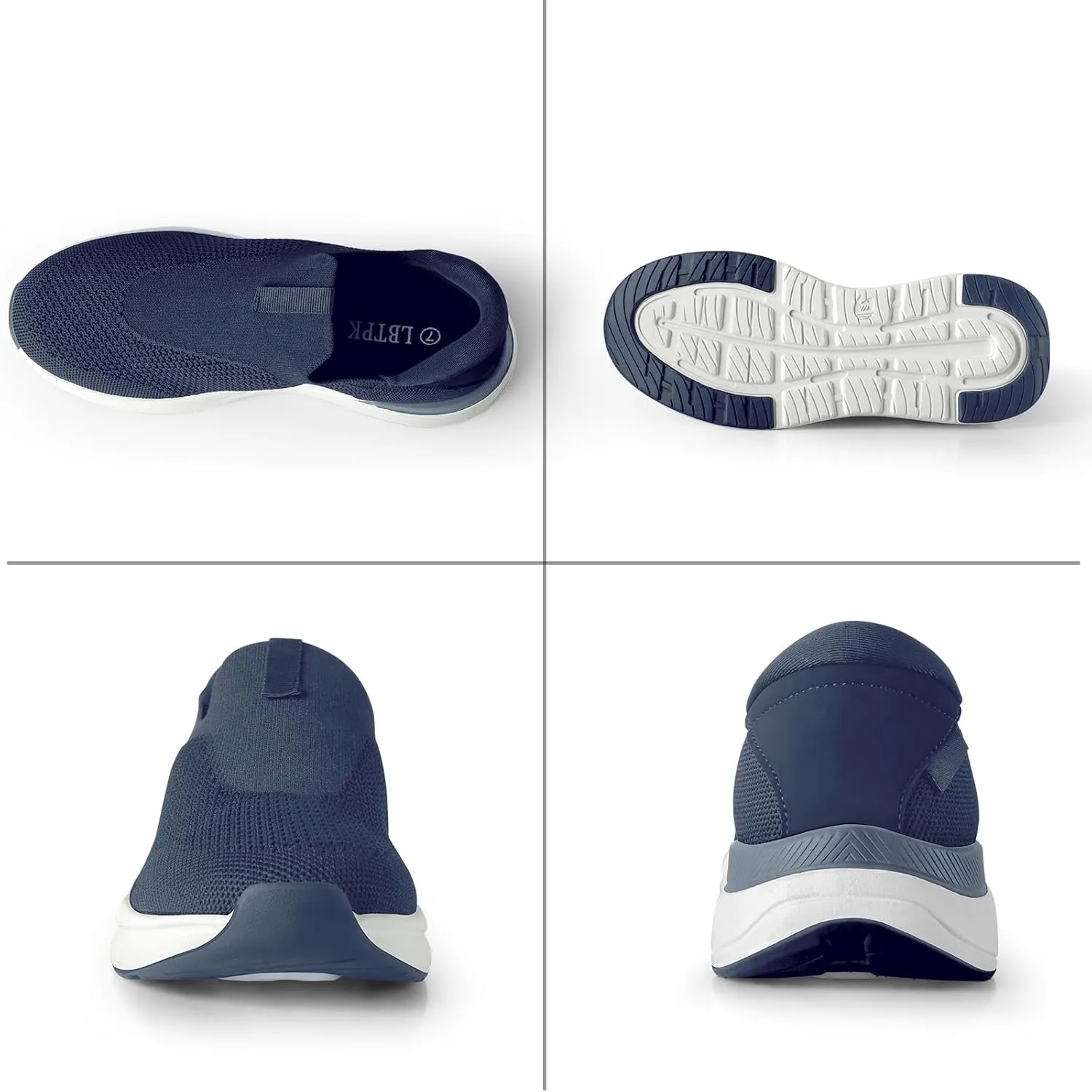 Mens Slip On Walking Shoes Running Tennis Shoes for Athletic Workout Gym Casual Non Slip Training Sneakers Breathable Knit Upper Indoor Outdoor
