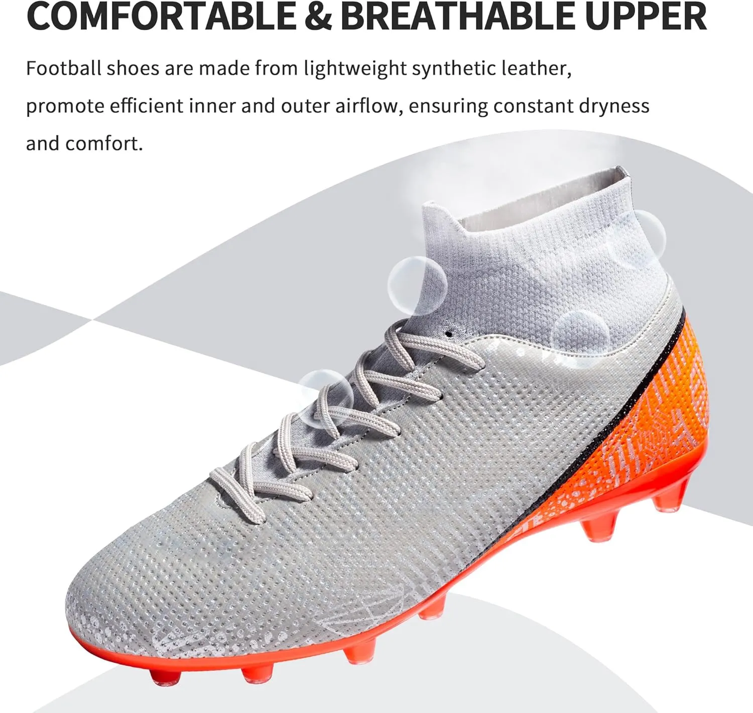 Mens Soccer Cleats Outdoor Lightweight High-Top Training Boots Ground Athletic Football Boots Soccer Shoes for Men/Women