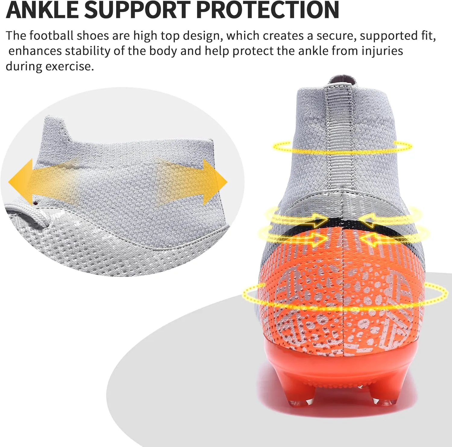Mens Soccer Cleats Outdoor Lightweight High-Top Training Boots Ground Athletic Football Boots Soccer Shoes for Men/Women