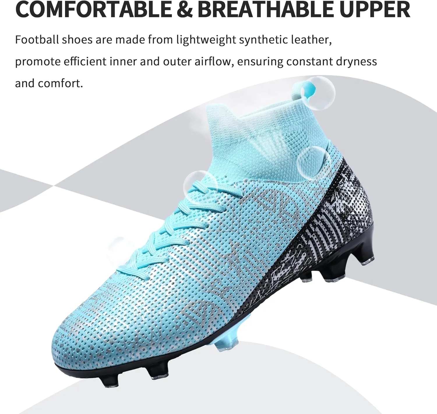 Mens Soccer Cleats Outdoor Lightweight High-Top Training Boots Ground Athletic Football Boots Soccer Shoes for Men/Women