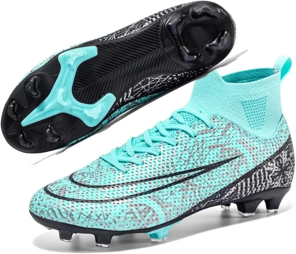 Mens Soccer Cleats Womens Football Boots Youth High-Top Outdoor Indoor Turf Soccer Shoes for Big Boys Girls
