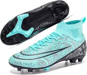 Mens Soccer Cleats Womens Football Boots Youth High-Top Outdoor Indoor Turf Soccer Shoes for Big Boys Girls