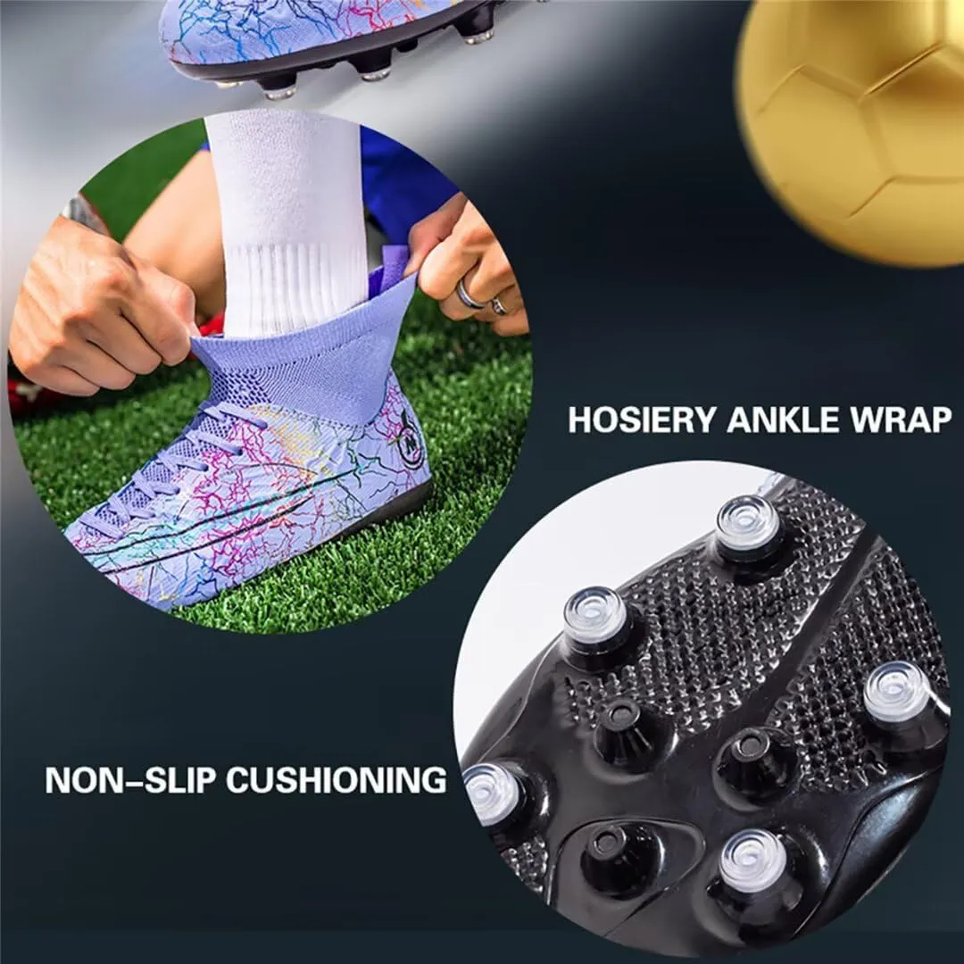 Mens Soccer Cleats Womens Football Boots Youth High-Top Outdoor Indoor Turf Soccer Shoes for Big Boys Girls