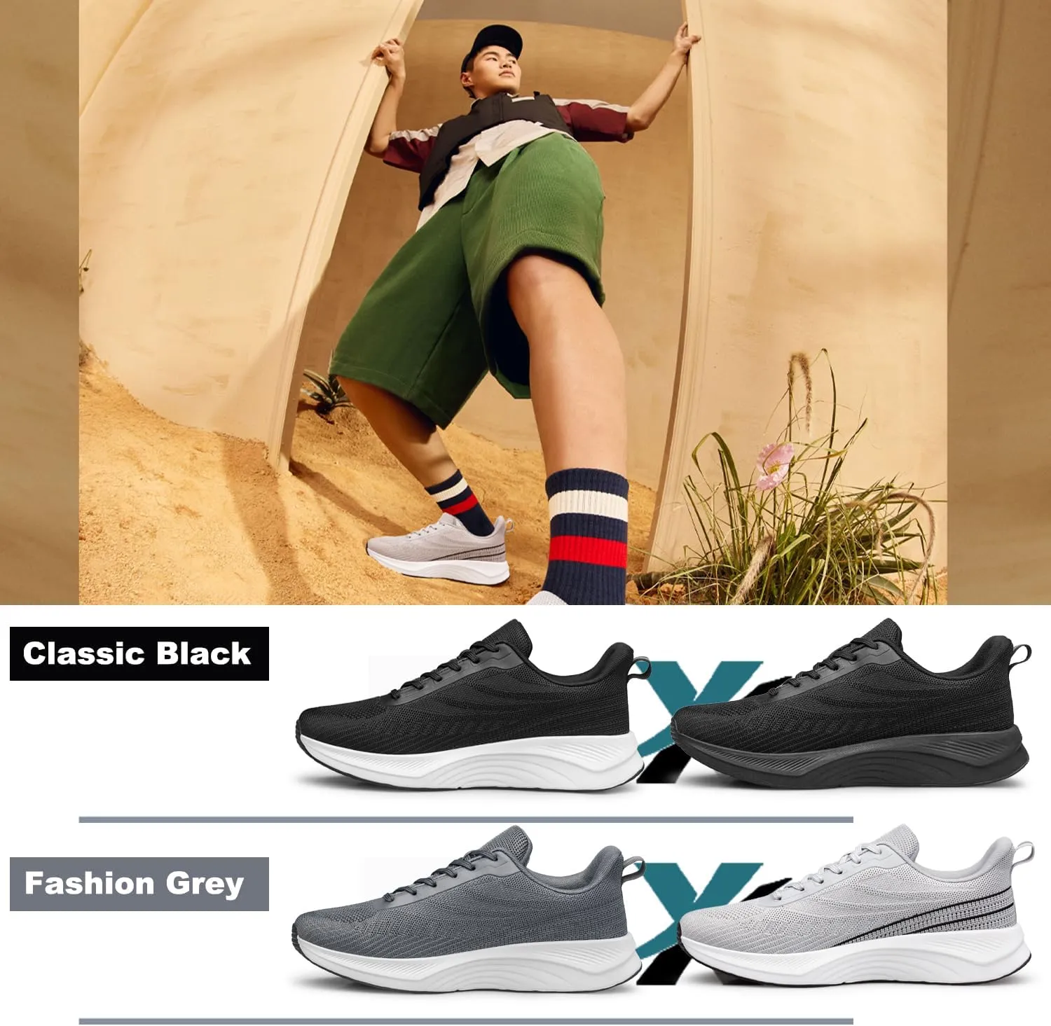 Men's Walking Shoes Slip on Comfortable Lightweight Running Shoes Athletic Gym Workout Cross Training Sneakers