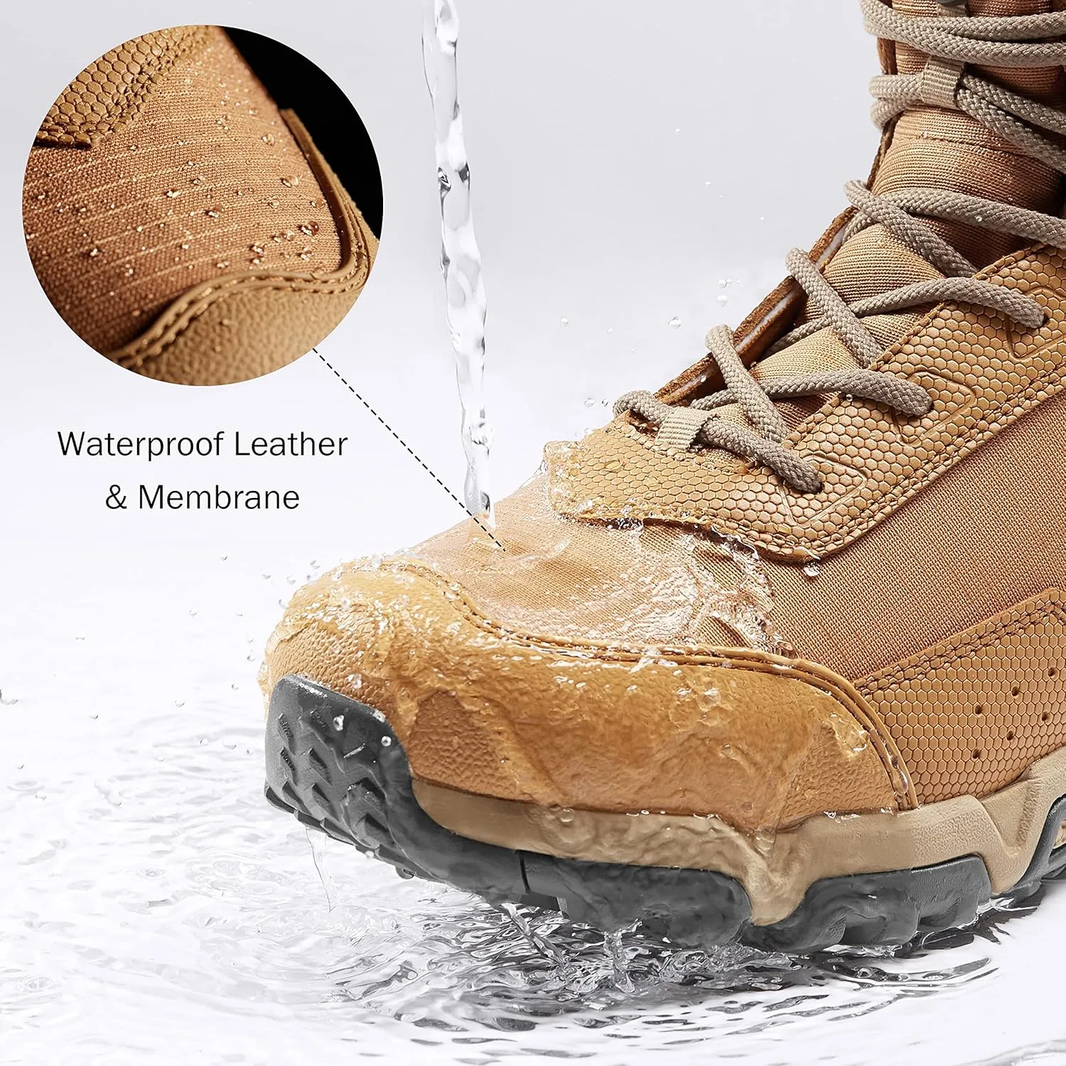 Men's Water-Resistant Work Boots Lightweight Tactical Boots Non-Slip Hiking Boots for Men