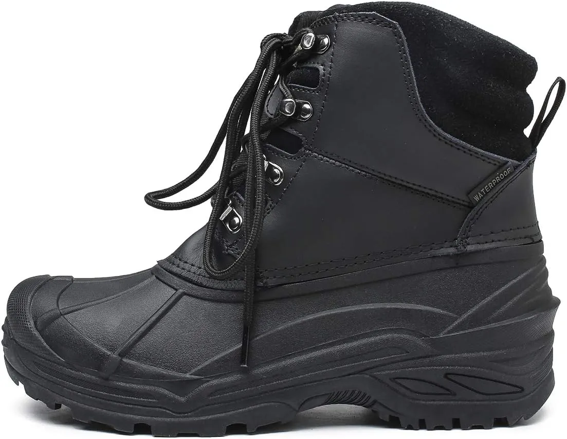Men's Winter Snow Boots Waterproof Non-Slip Insulated Warm Safe and Durable Outdoor Ski Classic Suede, Non-Slip Rubber Outsole, Cushioned EVA Insoles，Mid-Calf Height Boots