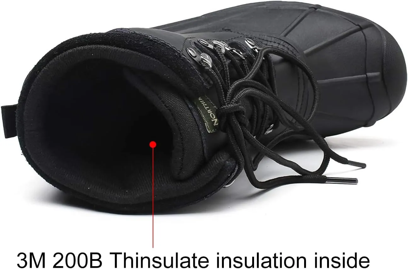 Men's Winter Snow Boots Waterproof Non-Slip Insulated Warm Safe and Durable Outdoor Ski Classic Suede, Non-Slip Rubber Outsole, Cushioned EVA Insoles，Mid-Calf Height Boots