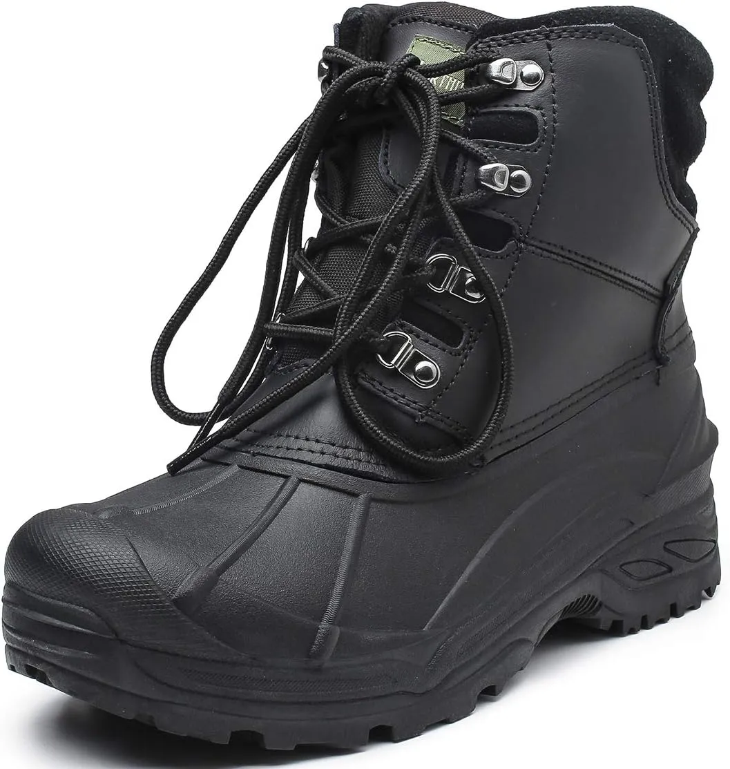 Men's Winter Snow Boots Waterproof Non-Slip Insulated Warm Safe and Durable Outdoor Ski Classic Suede, Non-Slip Rubber Outsole, Cushioned EVA Insoles，Mid-Calf Height Boots