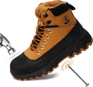 Mens work boots Composite Toe Boots for Men Genuine Leather Rubber Sole No Slip Waterproof Shoes Industrial & Construction Safety boots