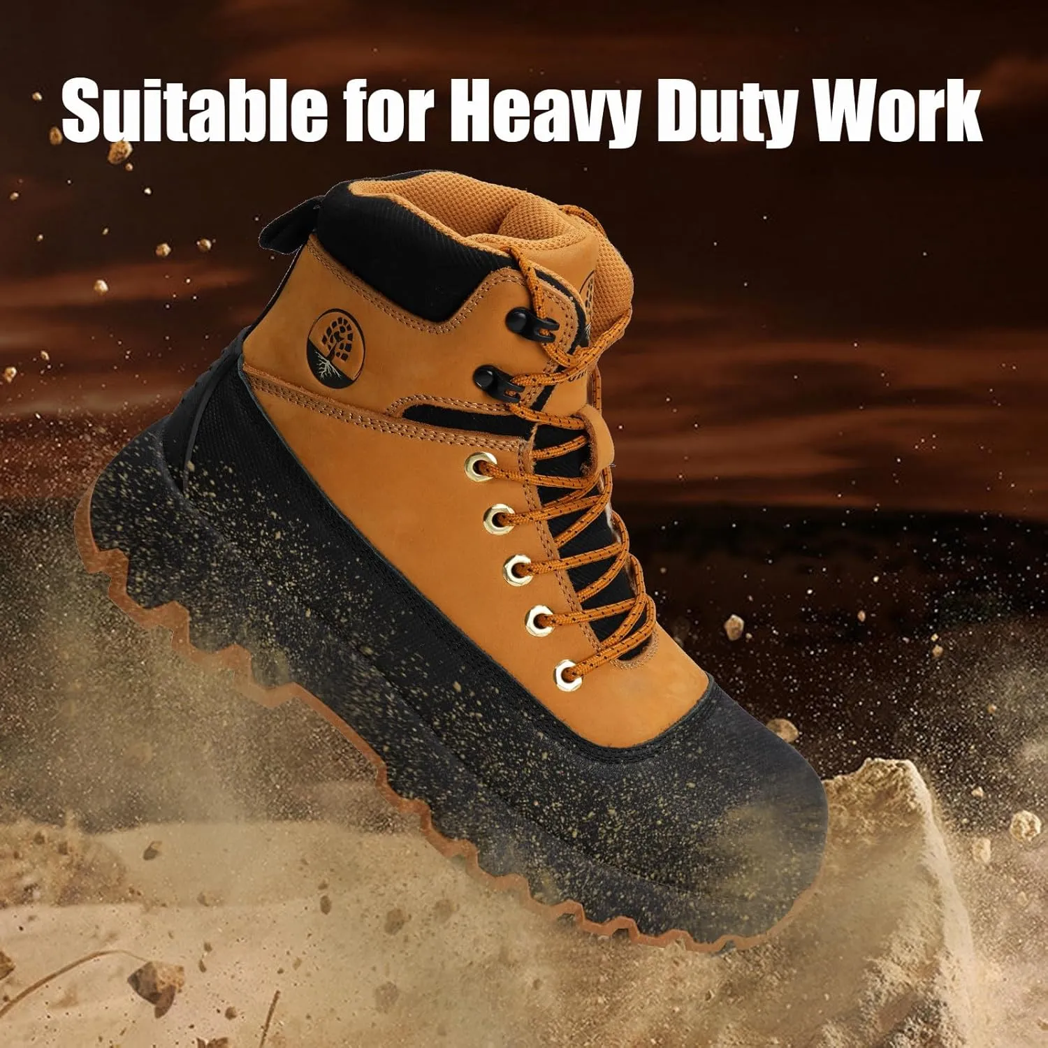 Mens work boots Composite Toe Boots for Men Genuine Leather Rubber Sole No Slip Waterproof Shoes Industrial & Construction Safety boots