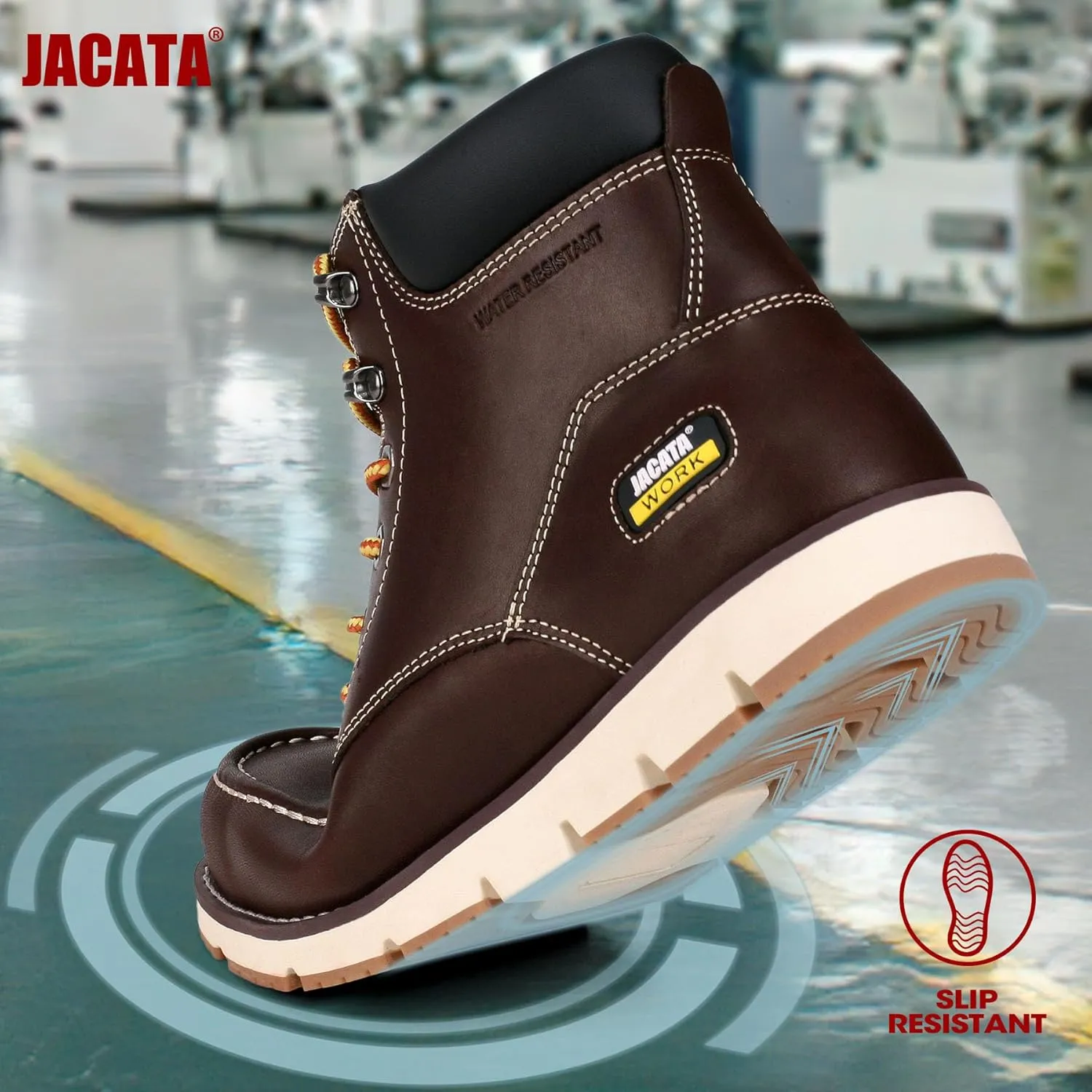 Mens Work Boots Moc Toe Wedge Botas De Trabajo Para Hombre Soft Toe Non Slip Industrial Construction Leather Boots/Shoes For Men Women