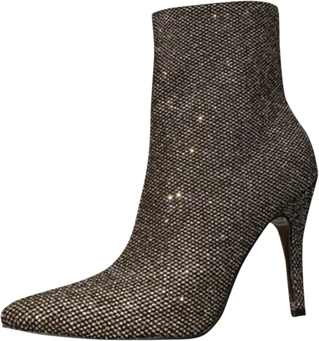 Mesh Ankle Boots for Women Fashion Sexy Sheer Sparkly Dress Pump Boots Rhinestone Pointed Toe Stiletto Glitter High Heel Shoes Wedding Party Shoes Mid Calf Boots