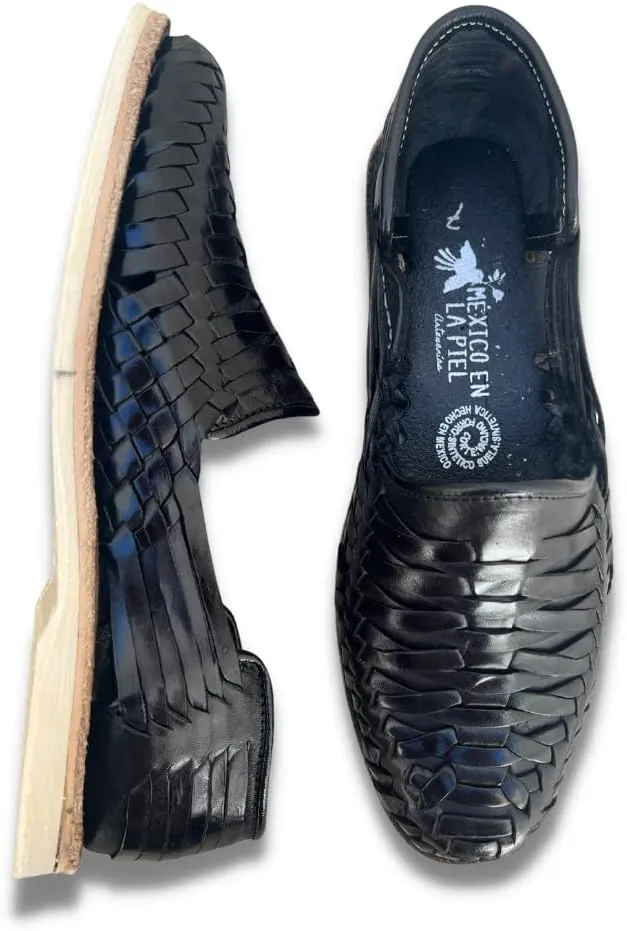 Mexico en la Piel Leather Shoes for Mens, Pull on Comfortable Loafers