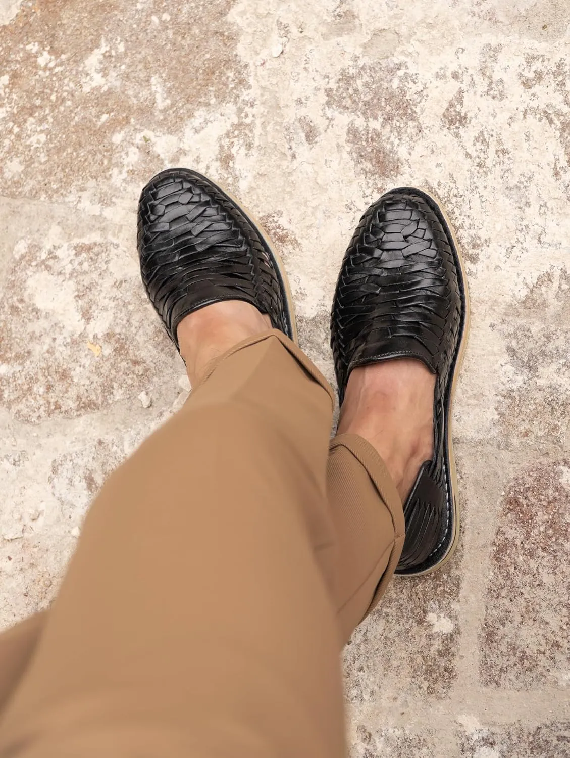 Mexico en la Piel Leather Shoes for Mens, Pull on Comfortable Loafers