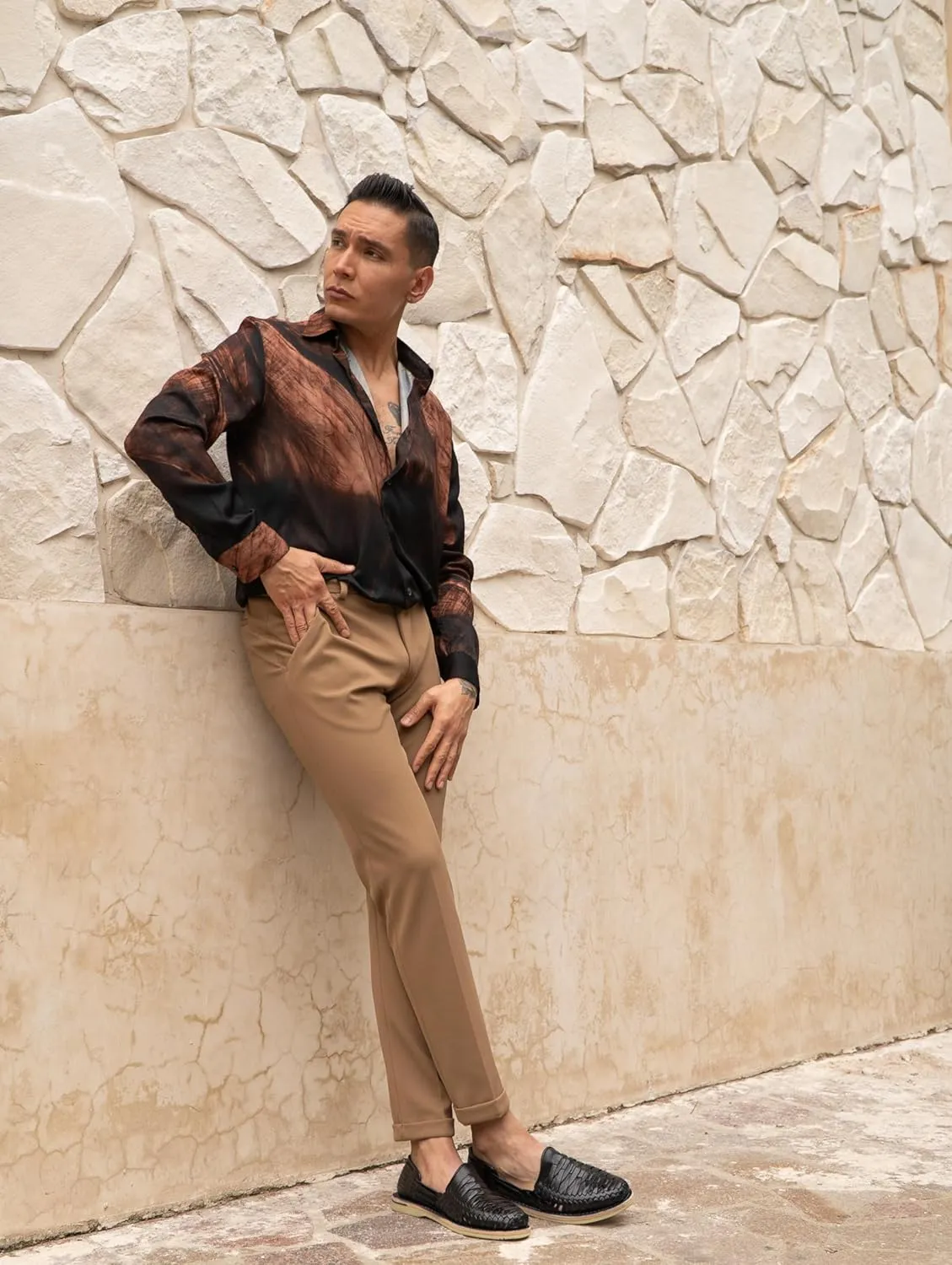 Mexico en la Piel Leather Shoes for Mens, Pull on Comfortable Loafers