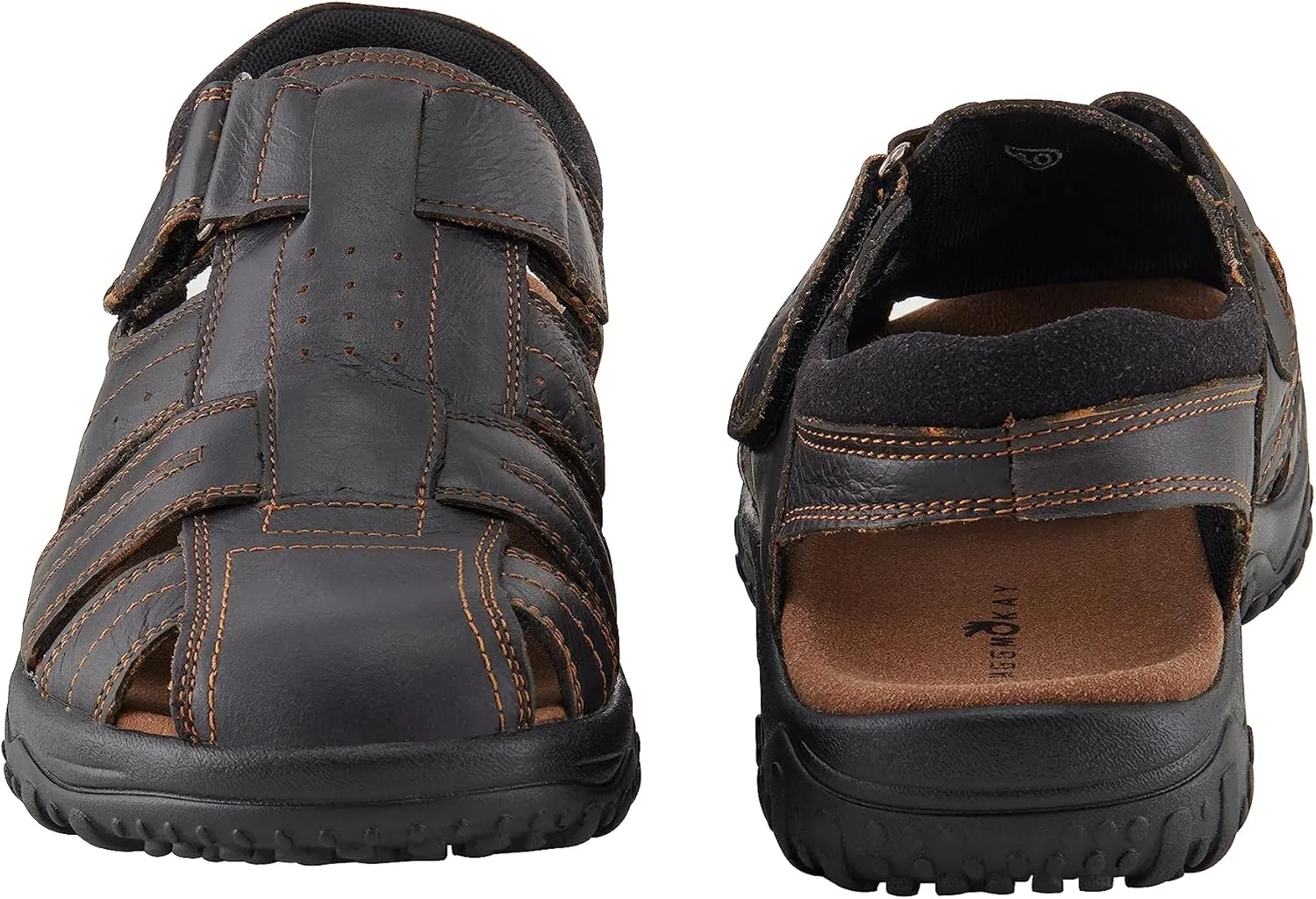MGGMOKAY Men's Fisherman Sandals Summer Genuine Leather Breathable Outdoor Sandal Closed Toe