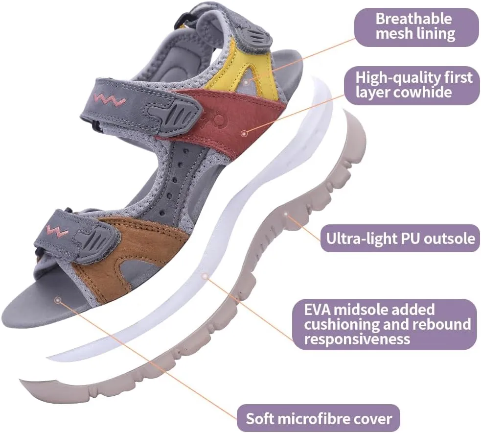MGGMOKAY Women's Hiking Sandals Open Toe Outdoor Sports Sandals Casual Beach Sandals