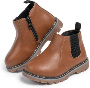 Miamooi Toddler Girls Boys Combat Ankle Boots Little Kid Waterproof Outdoor Chelsea Fall Booties Leather Comfort Shoes (Toddler/Little Kid)