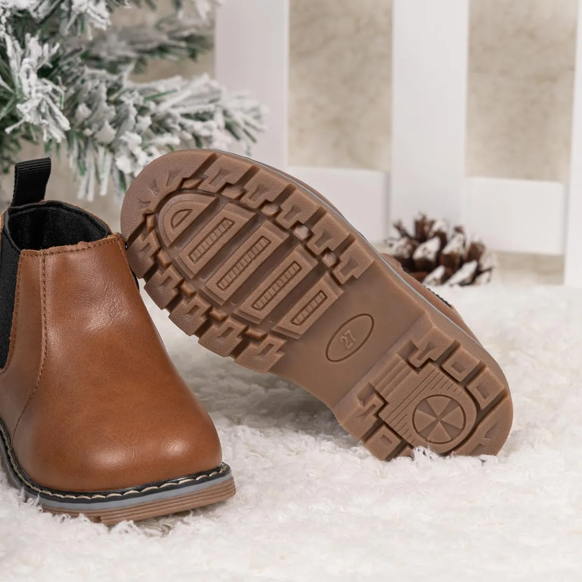 Miamooi Toddler Girls Boys Combat Ankle Boots Little Kid Waterproof Outdoor Chelsea Fall Booties Leather Comfort Shoes (Toddler/Little Kid)