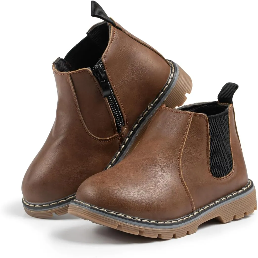 Miamooi Toddler Girls Boys Combat Ankle Boots Little Kid Waterproof Outdoor Chelsea Fall Booties Leather Comfort Shoes (Toddler/Little Kid)
