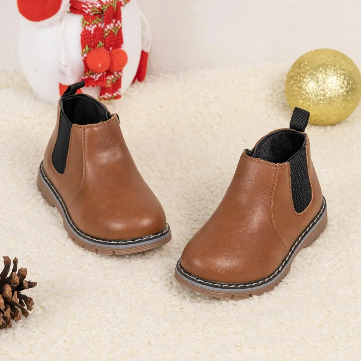 Miamooi Toddler Girls Boys Combat Ankle Boots Little Kid Waterproof Outdoor Chelsea Fall Booties Leather Comfort Shoes (Toddler/Little Kid)