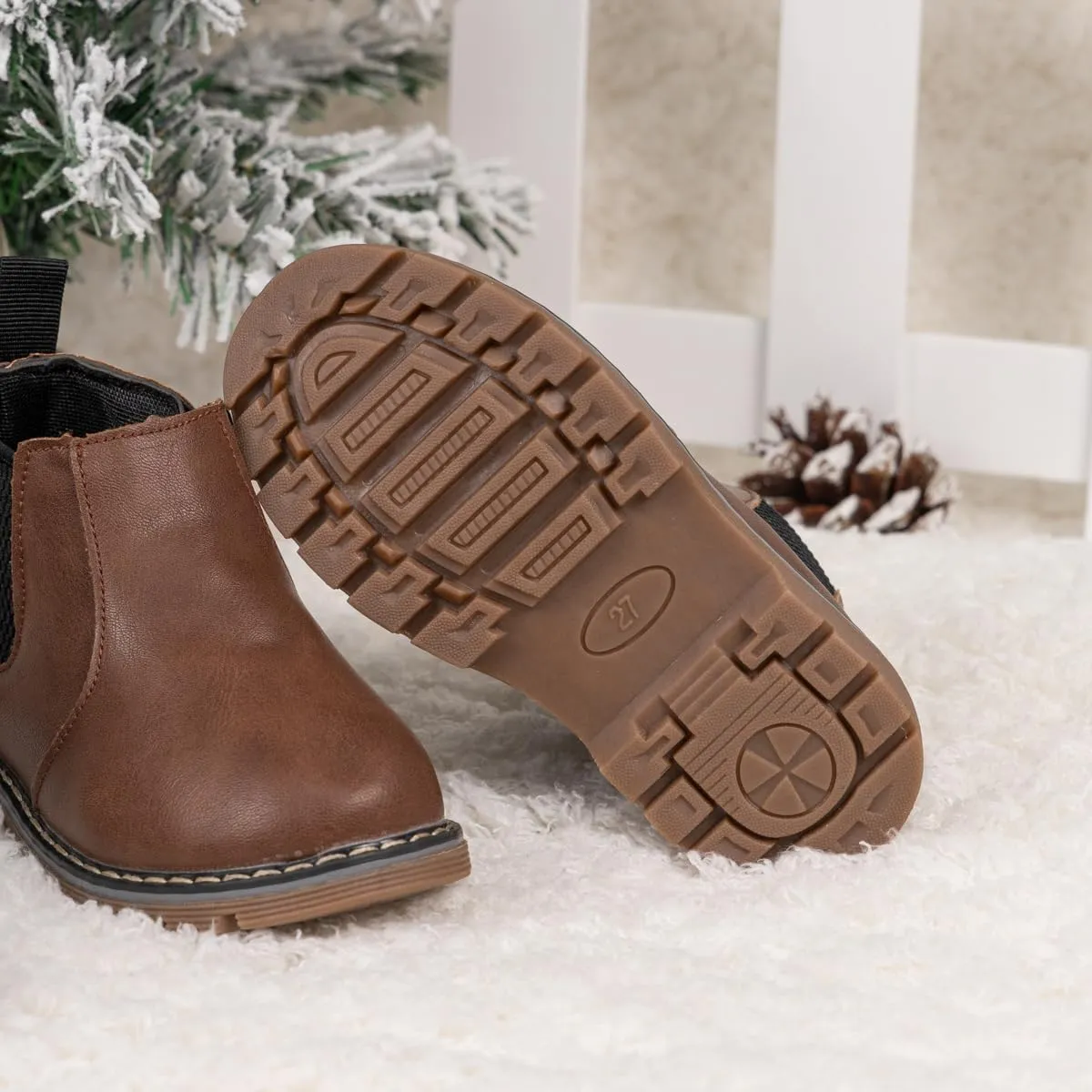 Miamooi Toddler Girls Boys Combat Ankle Boots Little Kid Waterproof Outdoor Chelsea Fall Booties Leather Comfort Shoes (Toddler/Little Kid)