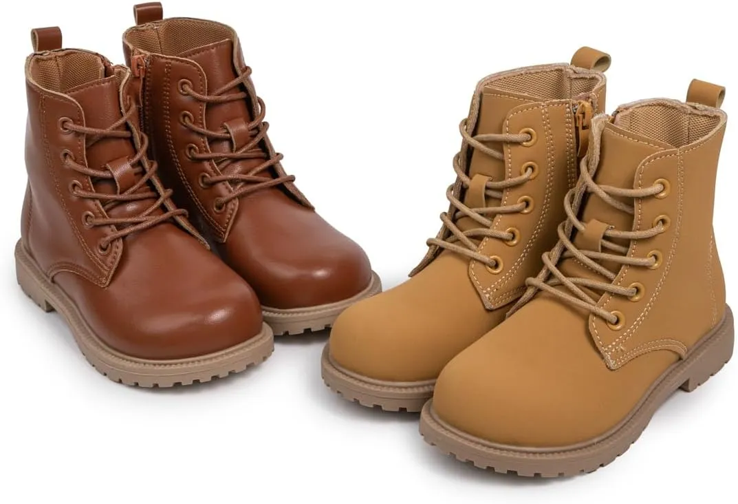 Miamooi Toddler Girls Boys Combat Ankle Boots Little Kid Waterproof Outdoor Chelsea Fall Booties Leather Comfort Shoes (Toddler/Little Kid)