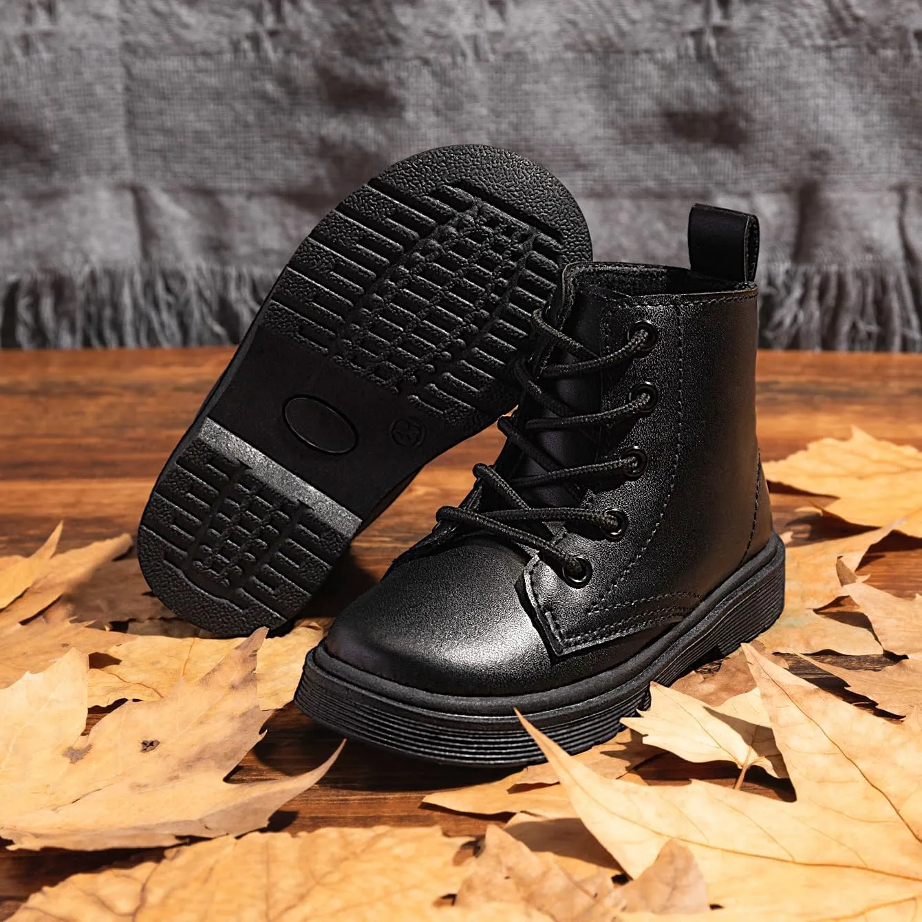 Miamooi Toddler Girls Boys Combat Ankle Boots Little Kid Waterproof Outdoor Chelsea Fall Booties Leather Comfort Shoes (Toddler/Little Kid)